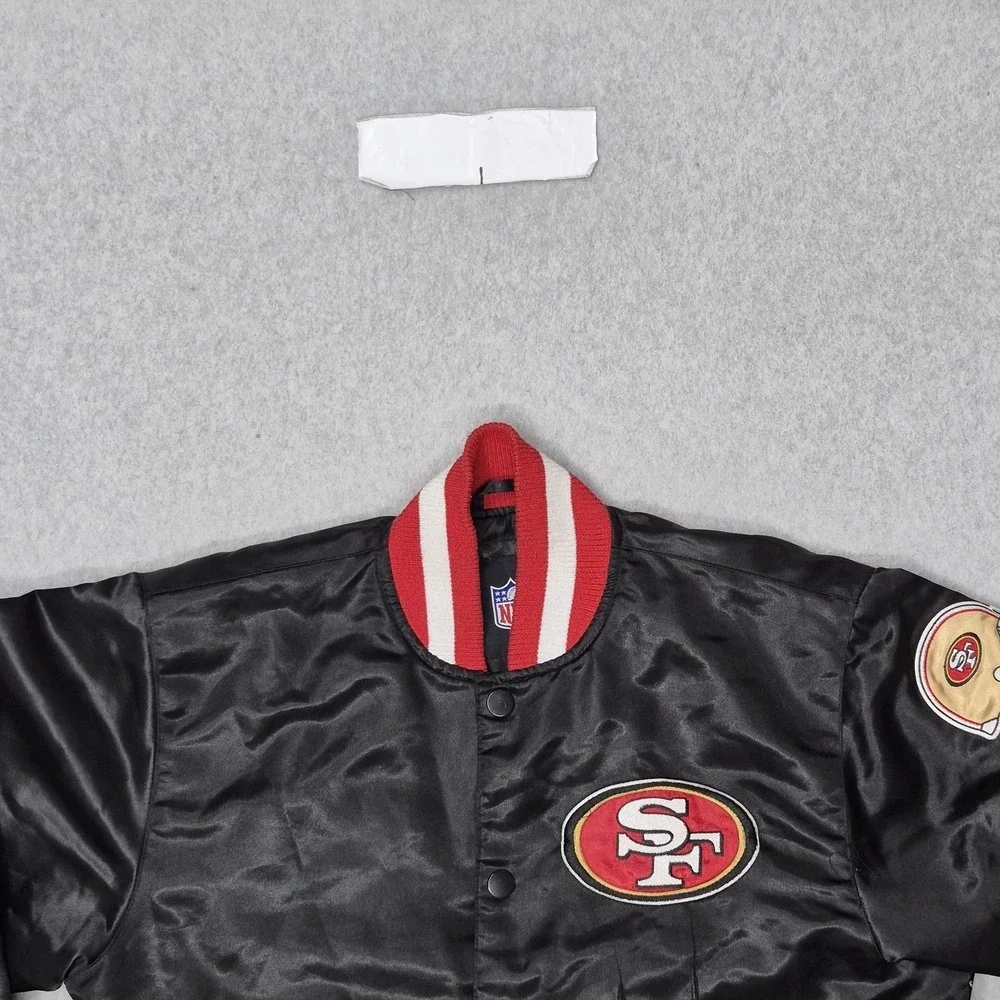 VINTAGE San Francisco 49ers Women Jacket XL Black Embroidered Logo Varsity READ